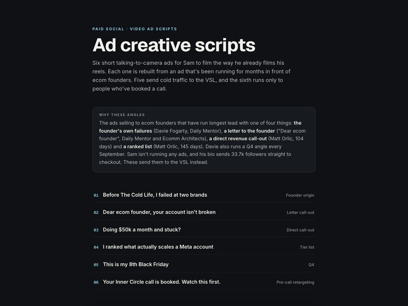 Ad creative scripts preview